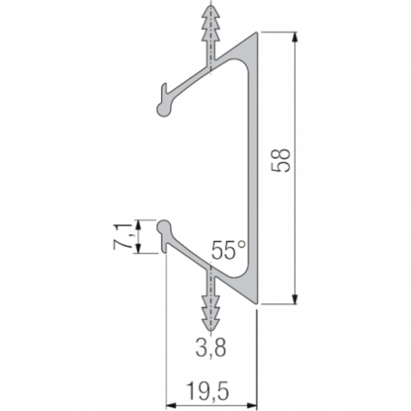 Alu-Griffleiste Typ C 3, E6/EV1, L: 2500 mm